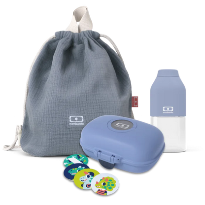 Kids set snack box + backpack blue