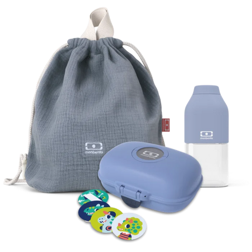 Kids set snack box + backpack blue