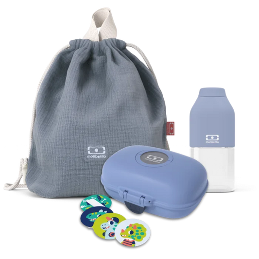 Kids set snack box + backpack blue