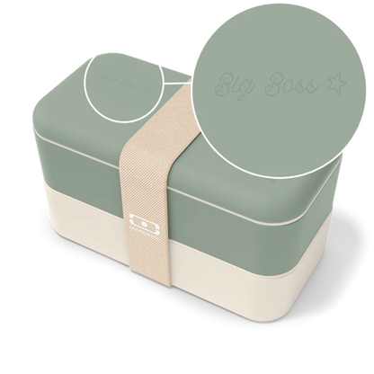 Set lunch boxes parents/kids green "Big Boss/Mini Boss"