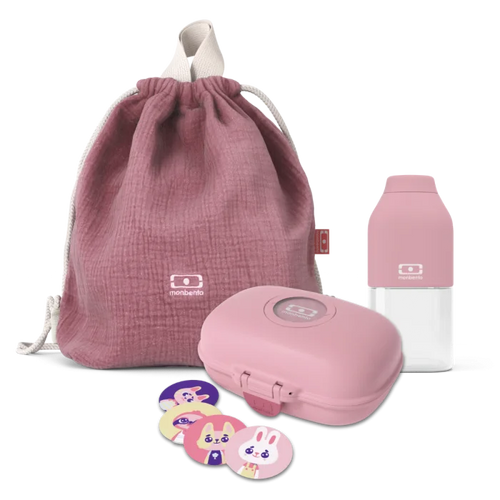 Kids set snack box + backpack pink