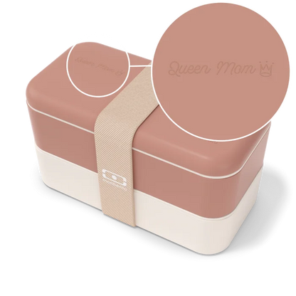Set lunch boxes parents/kids pink "Queen Mom/Little Queen"