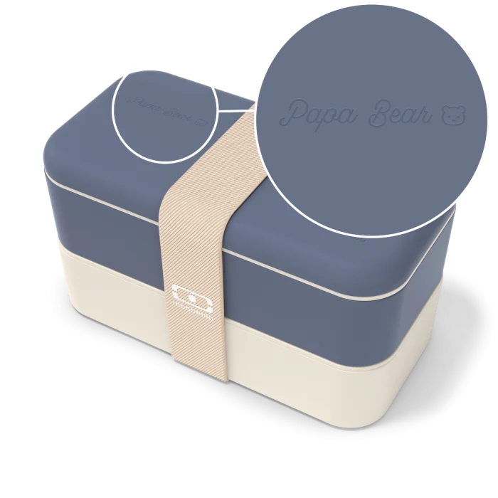Set lunch boxes parents/kids blue "Papa Bear/Little Bear"