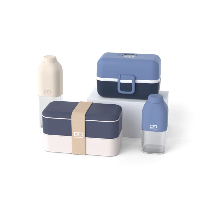 Set lunch boxes parents/kids blue