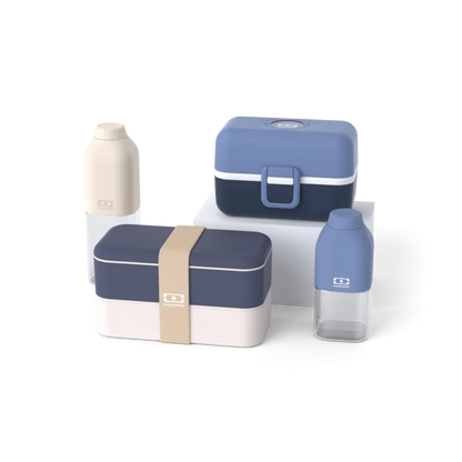 Set lunch boxes parents/kids blue