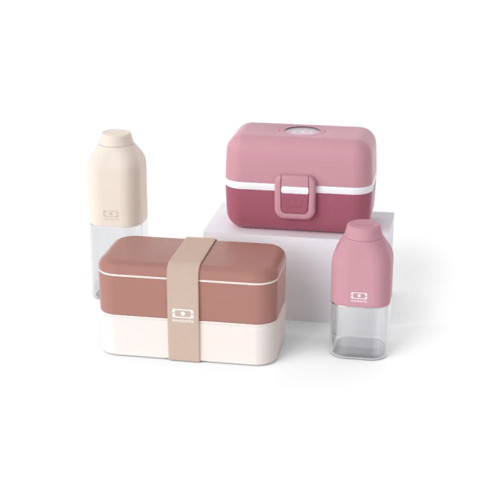 Set lunch boxes parents/kids pink