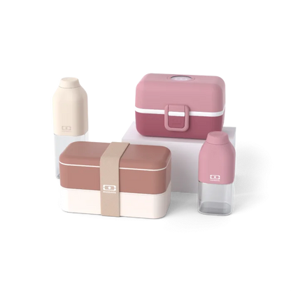 Set lunch boxes parents/kids pink