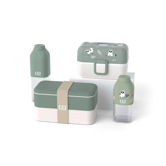 Set lunch boxes parents/kids green